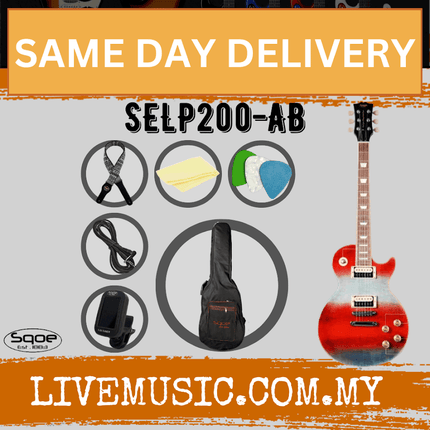 SQOE SELP200 Les Paul Body HH Electric Guitar Rosewood Fretboard - Tiger Rainbow ( SELP 200 / SELP-200 )