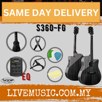 SQOE S360-FG 41 inch Solid Top Acoustic-Electric Guitar with Fishman Pickup - Mahogany (S360/S360FG)