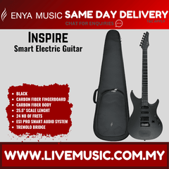 ENYA Inspire smart electric guitar with black finish and fitted padded gig bag