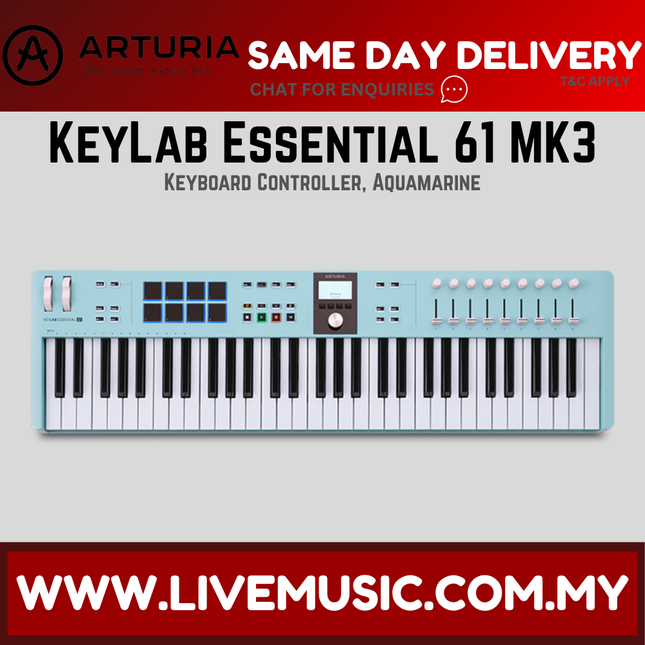 Arturia KeyLab Essential 61 Mk3 Keyboard Controller, Aquamarine
