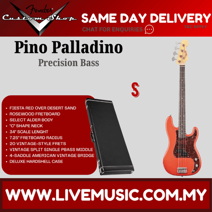 Fender Custom Shop Pino Palladino Signature Precision Bass, RW FB, Fiesta Red over Desert Sand
