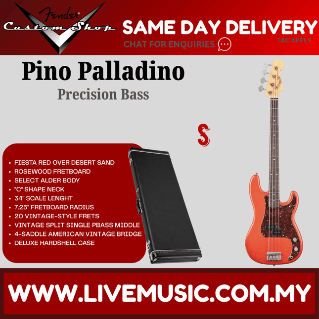 Fender Custom Shop Pino Palladino Signature Precision Bass, RW FB, Fiesta Red over Desert Sand