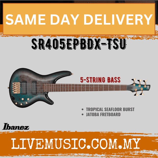 Ibanez SR405EPBDX-TSU Standard 5-String Bass Guitar, Tropical Seafloor Burst ( SR405EPBDX TSU / SR405EPBDXTSU )