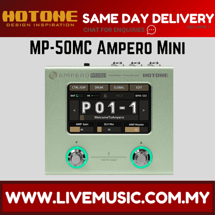 Hotone MP-50MC Ampero Mini Guitar Multieffects Pedal w/9V adapter, Macha ( MP 50MC / MP50MC )