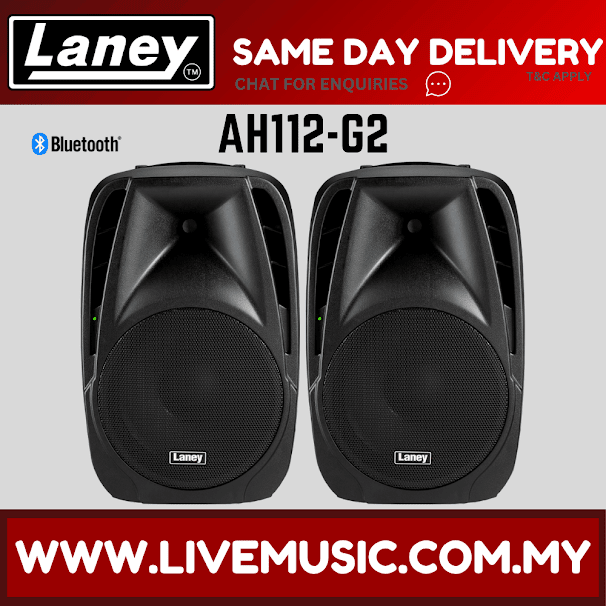 Laney AH112-G2 Audiohub Venue 2-Way Active Speaker System w/Speaker Stand And Mic Cable, Each / Pair (AH112G2/AH 112 G2)