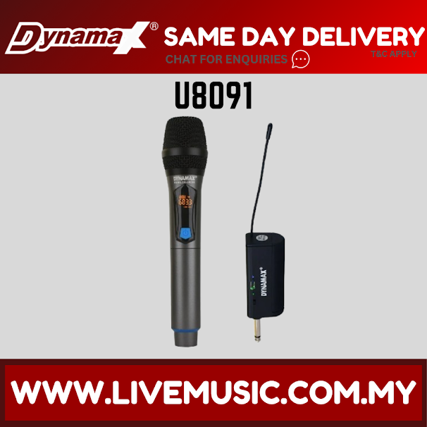 UHF wireless vocal headset mic set with black handheld dynamic microphone and receiver