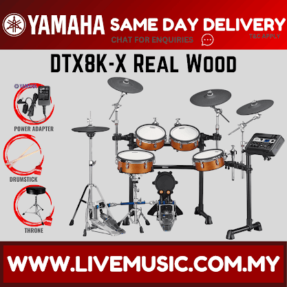 Yamaha DTX8K-X Electronic Drum Set With Amplifier And Drum Throne - Real Wood ( DTX8 / DTX8K / DTX8KX )