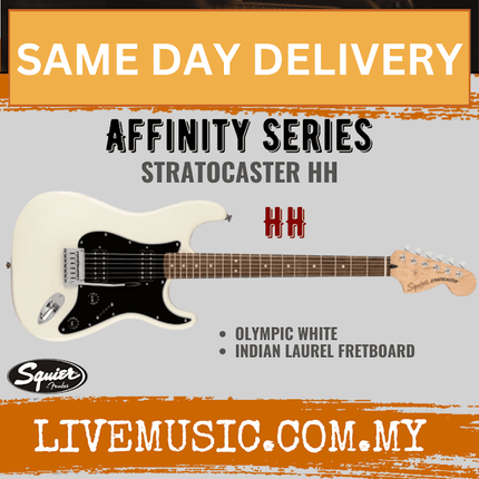 Squier Affinity Series HH Stratocaster Electric Guitar, Laurel Fretboard - Olympic White