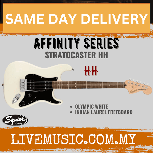 Squier Affinity Series HH Stratocaster Electric Guitar, Laurel Fretboard - Olympic White
