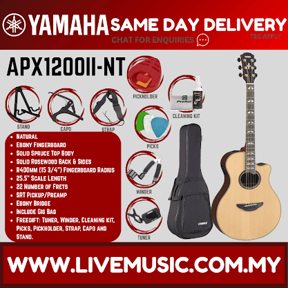 Yamaha APX1200II 41 Solid Spruce Top Acoustic-Electric Guitar - Natural ( APX-1200II / APX1200II-NT )