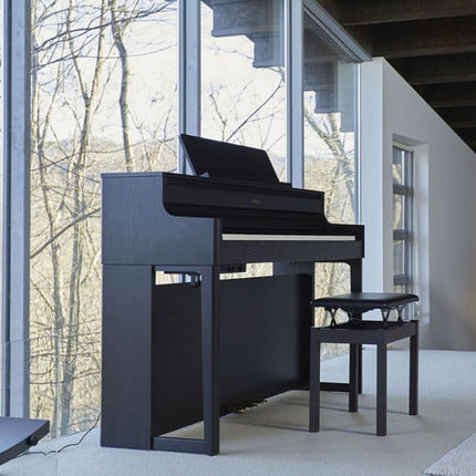 Roland HP704 88-keys Digital Piano with Bench, Stand, RH-5 Headphones, 3 Pedal, Note Stand and Adapter -Black ( HP-704 )