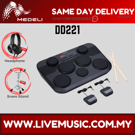 Medeli DD221 7 Pads Portable Tabletop Electric Drum with USB and Built In Speaker ( DD-221 DD 221 )