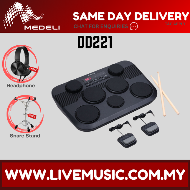 Medeli DD221 7 Pads Portable Tabletop Electric Drum with USB and Built In Speaker ( DD-221 DD 221 )
