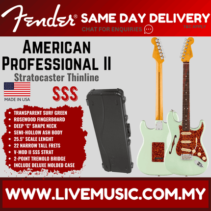Fender Ltd American Professional II Stratocaster Thinline Electric Guitar