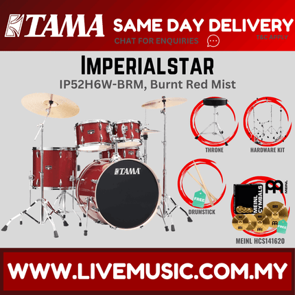 Tama Imperial Star Drum Set with Drum Throne, Imperialstar With HCS141620 Cymbal Set ( IP52H6W )