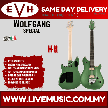 EVH Wolfgang Special Electric Guitar, Ebony FB, Pelham Green