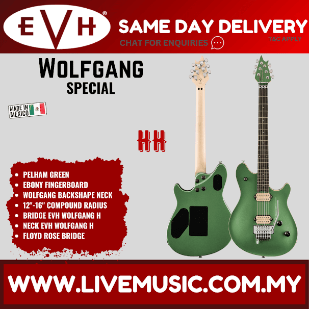 EVH Wolfgang Special Electric Guitar, Ebony FB, Pelham Green