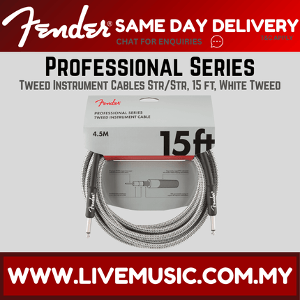 Fender Professional Series Instrument Cable, 15ft - White Tweed