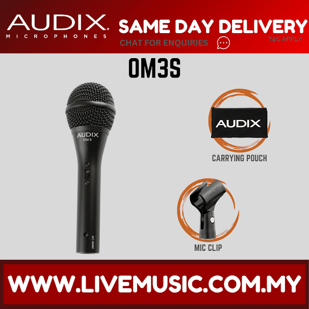 Audix OM3s Hypercardioid Dynamic Vocal Microphone ( OM-3s / OM 3s )