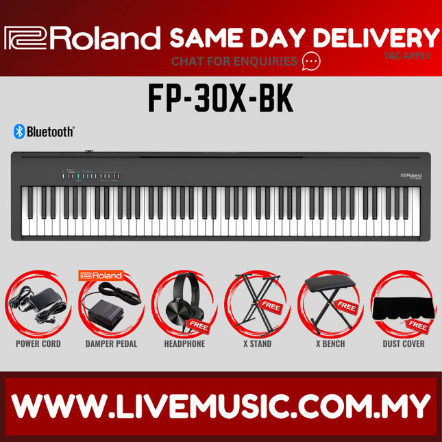 Roland FP-30X 88-key Digital Piano w/ Headphone and Adapter - Black  ( FP30X / FP-30 / FP30 / ES120 / ES-120 )