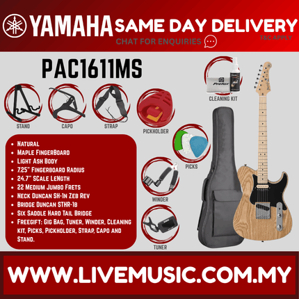 Yamaha PAC1611MS Mike Stern Signature Electric Guitar with Maple Neck in Natural ( PAC 1611MS / PAC-1611MS )