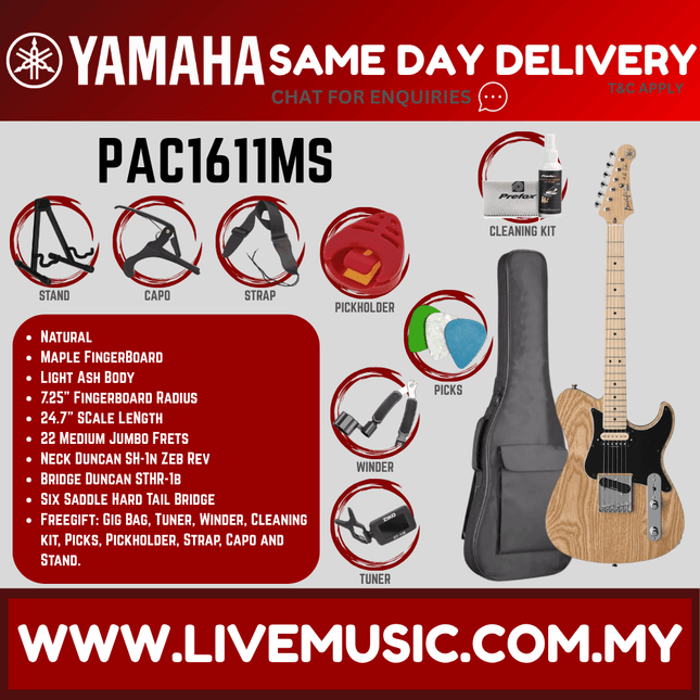 Yamaha PAC1611MS Mike Stern Signature Electric Guitar with Maple Neck in Natural ( PAC 1611MS / PAC-1611MS )