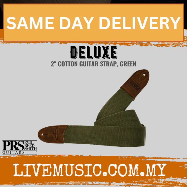 PRS Deluxe 2inch Cotton Guitar Strap, Green
