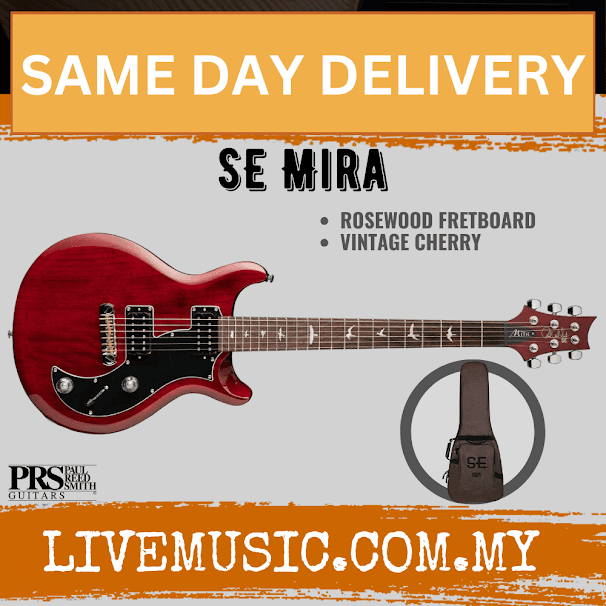 PRS SE Mira Electric Guitar with Bag - Black / Vintage Cherry