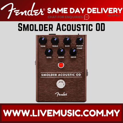 Fender Smolder Acoustic Overdrive Guitar Effects Pedal