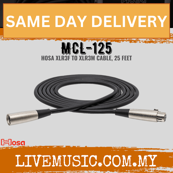 Hosa MCL-125 Microphone Cable XLR3F to XLR3M, 25ft (MCL125/MCL 125)