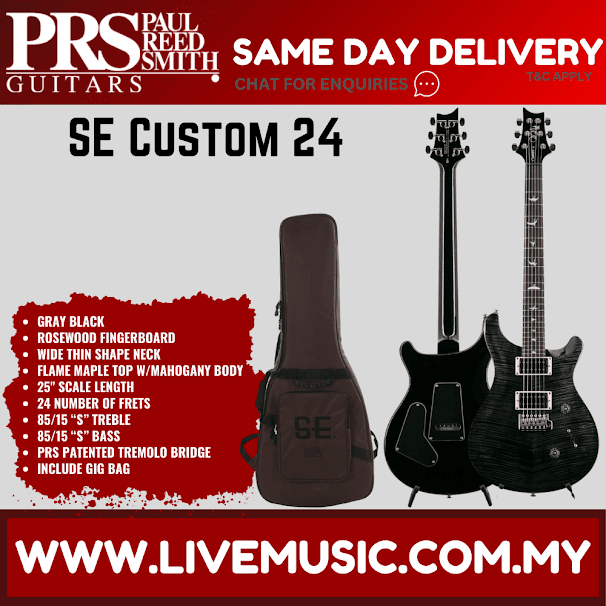 PRS SE Custom 24 Electric Guitar w/Bag, Rosewood Fingerboard - Gray Black