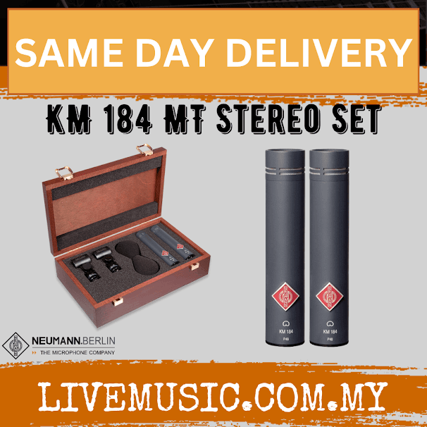 Neumann KM 184  Small Diaphragm Cardioid Microphone Stereo Set - Matte Black / Nickel (KM184 Stereo Set)