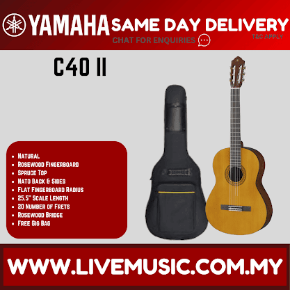 Yamaha C40 II Full Size Nylon-String Classical Guitar Package ( C40II )