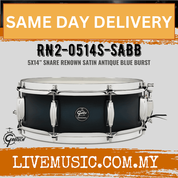 Gretsch RN2-0514S-SABB Renown 5x14inch Snare Drum, Satin Antique Blue Burst