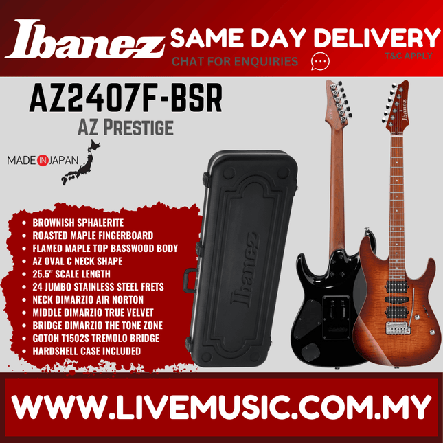 Ibanez AZ2407F-BSR Az Prestige Series Electric Guitar w/Case, Brownish Sphalerite ( AZ2407F BSR / AZ2407FBSR )
