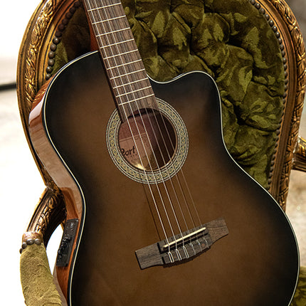 Cort Jade E Nylon Classical-Electric Guitar with Gig Bag - Dark Brown Burst (Jade-E/Jade)