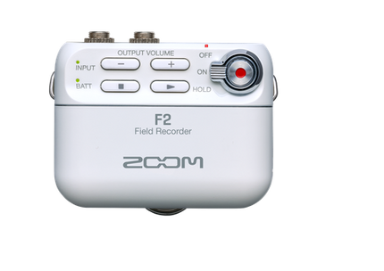 Zoom F2 Field Recorder With Lavalier Microphone With LMF-2 Lavalier Mic- White (F 2/F-2)