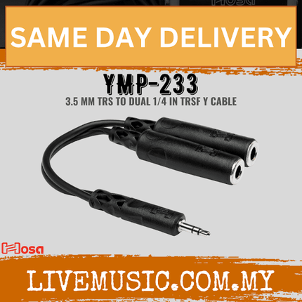 Hosa YMP-233 Y Cable, 3.5mm TRS to Dual 1/4inch TRSF (YMP233/YMP 233)
