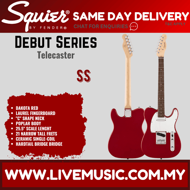Squier Debut Series Telecaster Electric Guitar, Laurel FB, Dakota Red