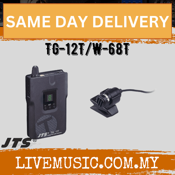 JTS TG-12T/W-68T Series Wireless Tour Guide Transmitter with Condenser Lavalier Microphone