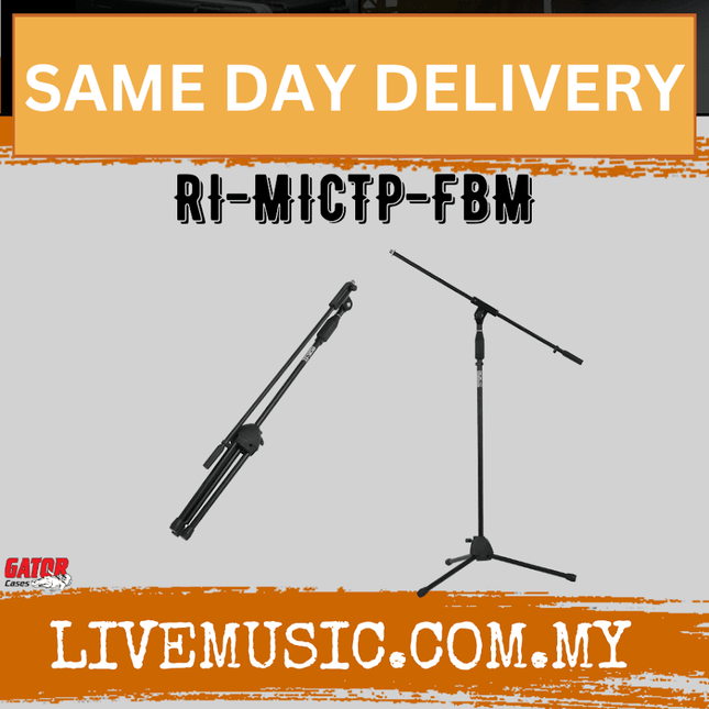 Gator Rok-It RI-MICTP-FBM Tripod Microphone Stand with Fixed Boom Arm (RIMICTPFBM)