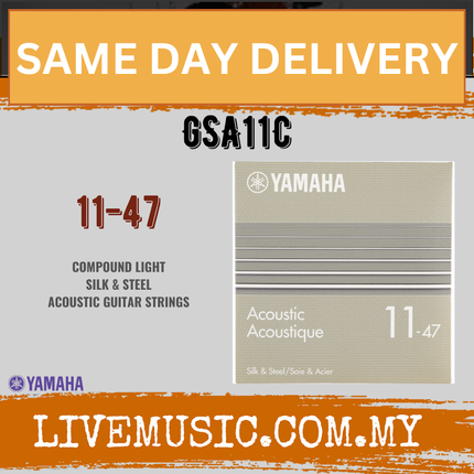 Yamaha GSA11C 6-String Compound Light Silk & Steel Acoustic Guitar Strings (011-047) ( GSA-11C GSA 11C )