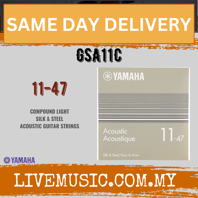 Yamaha GSA11C 6-String Compound Light Silk & Steel Acoustic Guitar Strings (011-047) ( GSA-11C GSA 11C )