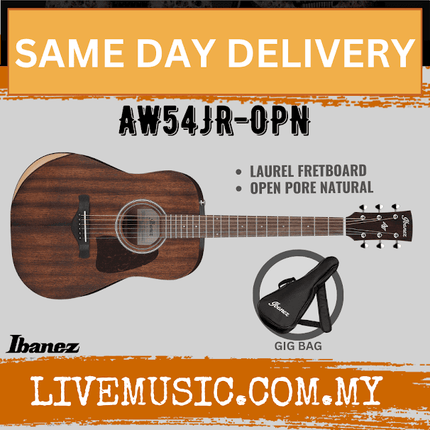 Ibanez Artwood AW54JR-OPN Solid Mahogany Top Acoustic Guitar - Open Pore Natural ( AW54JR OPN / AW54JROPN )