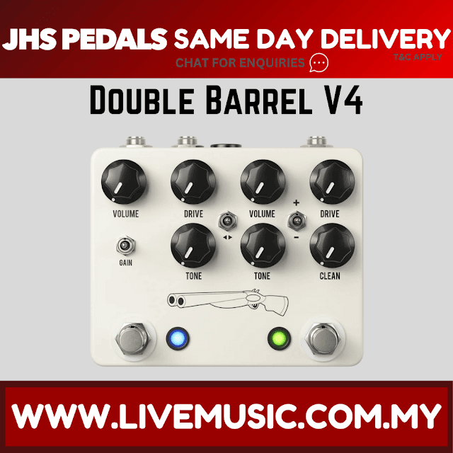 JHS Double Barrel V4 2-in-1 Dual Overdrive Guitar Effects Pedal