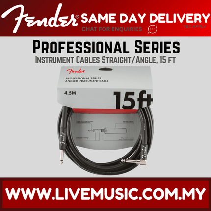Fender Professional Series Angled Instrument Cable, 15ft - Black