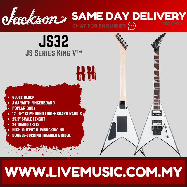 Jackson JS32 King V - JS Series Electric Guitar Amaranth Fretboard - White with Black Bevels (JS-32/JS 32-King V)