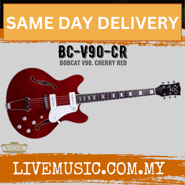 VOX BC-V90-CR BOBCAT V90 Semi-Hollow Body Electric Guitar - Cherry Red ( BC V90 CR / BCV90CR )