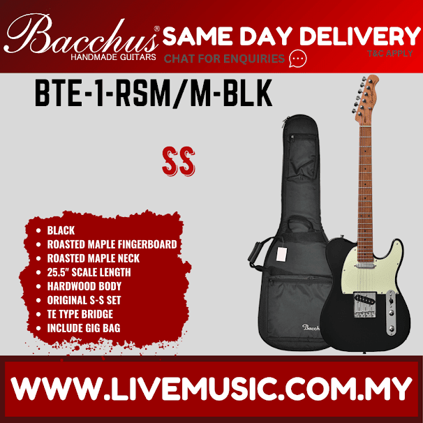 BACCHUS BTE-1-RSM/M UNIVERSE SERIES ROASTED MAPLE ELECTRIC GUITAR - Without Accessories ( BTE1 / BTE1RSMM / BTE 1 RSM M )