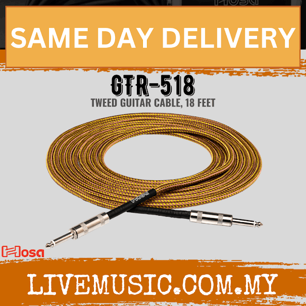 Hosa GTR-518 Tweed Guitar Cable, Straight to Same, 18ft (GTR518/GTR 518)